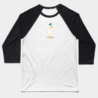 White Duck with Hat Baseball T-Shirt